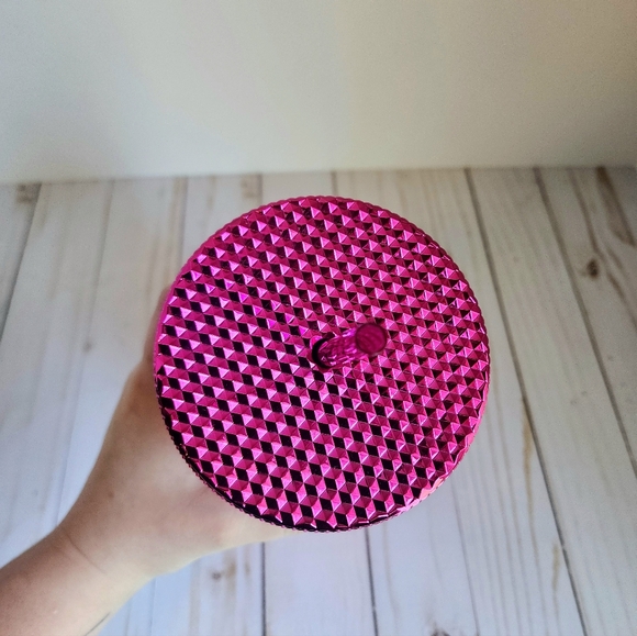 Pink metallic Starbucks Tumbler spiked texture 24 oz straw cup collectible - Picture 4 of 5
